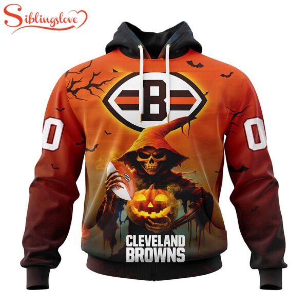 Custom Name And Number Cleveland Browns Special Death Halloween Hoodie