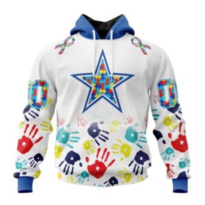 Custom Name And Number Dallas Cowboys NFL Special Fearless Against Autism 3D Hoodie Shirt 1