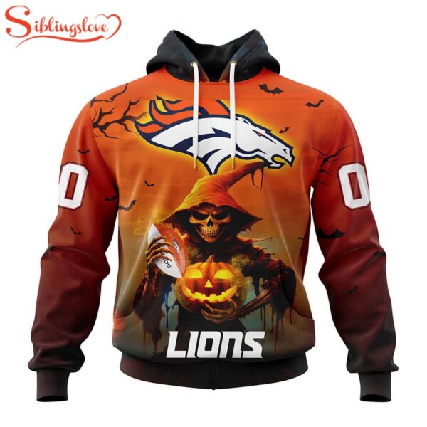 Custom Name And Number Denver Broncos Special Death Halloween Hoodie