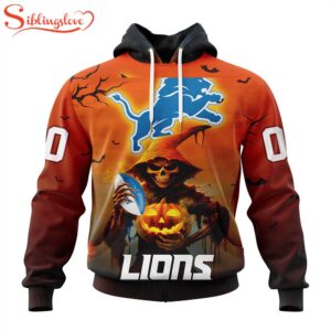 Custom Name And Number Detroit Lions Special Death Halloween Hoodie 1