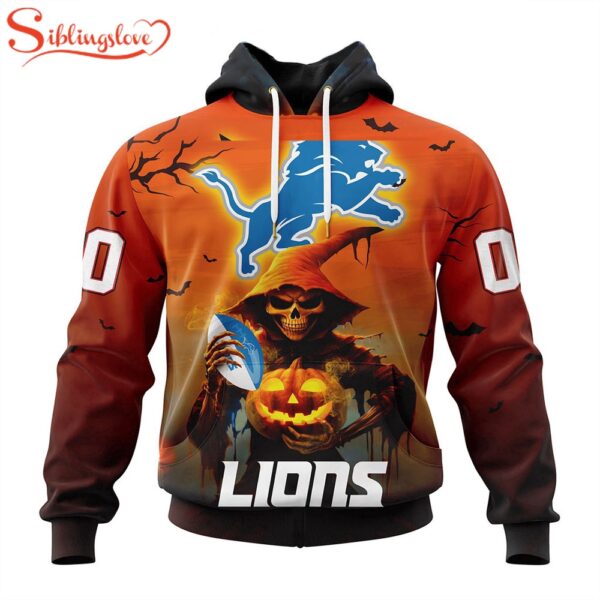 Custom Name And Number Detroit Lions Special Death Halloween Hoodie