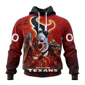 Custom Name And Number Houston Texans Horror Terrifier Ghoulish Halloween Day Hoodie1