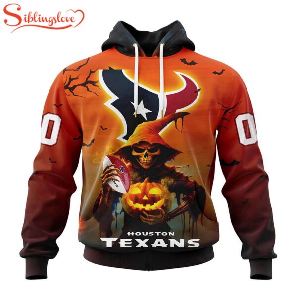 Custom Name And Number Houston Texans Special Death Halloween Hoodie