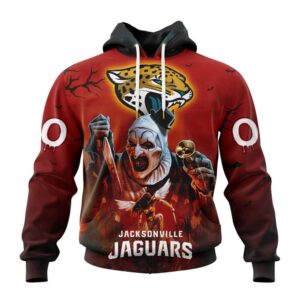 Custom Name And Number Jacksonville Jaguars Horror Terrifier Ghoulish Halloween Day Hoodie1