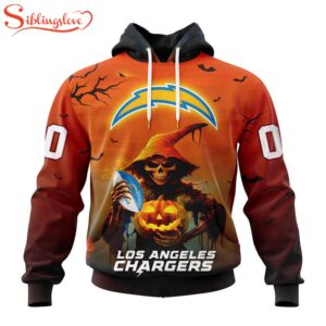 Custom Name And Number Los Angeles Chargers Special Death Halloween Hoodie 1