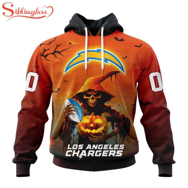 Custom Name And Number Los Angeles Chargers Special Death Halloween Hoodie