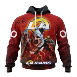 Custom Name And Number Los Angeles Rams Horror Terrifier Ghoulish Halloween Day Hoodie