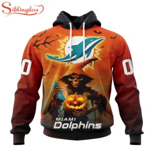 Custom Name And Number Miami Dolphins Special Death Halloween Hoodie 1