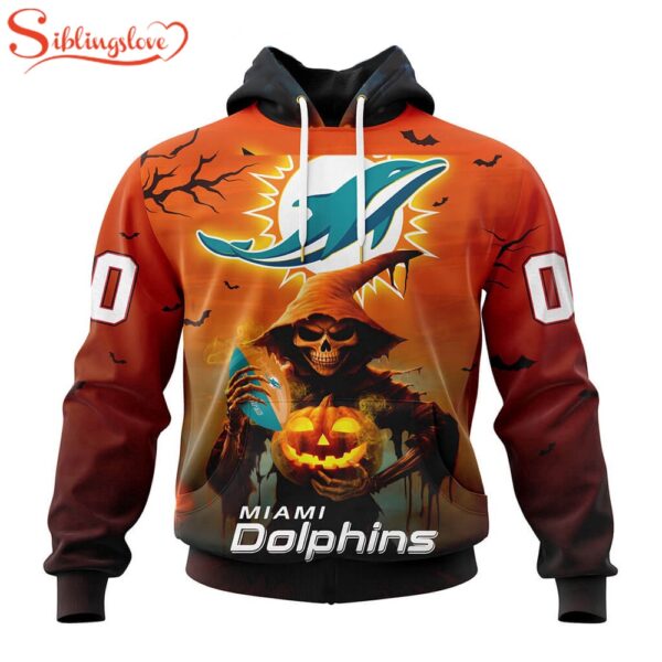 Custom Name And Number Miami Dolphins Special Death Halloween Hoodie