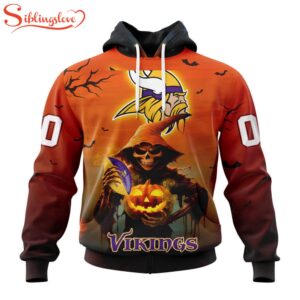 Custom Name And Number Minnesota Vikings Special Death Halloween Hoodie 1