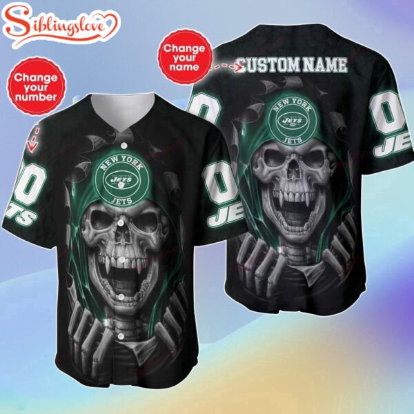 Custom Name And Number NFL New York Jets Halloween Baseball Jersey Shirt Gift For Fans