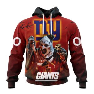 Custom Name And Number New York Giants Horror Terrifier Ghoulish Halloween Day Hoodie