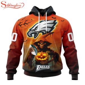 Custom Name And Number Philadelphia Eagles Special Death Halloween Hoodie 1