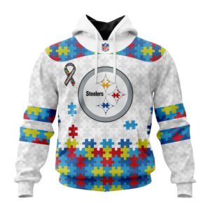 Custom Name And Number Pittsburgh Steelers NFL Autism Awareness 3D Hoodie Shirt 1