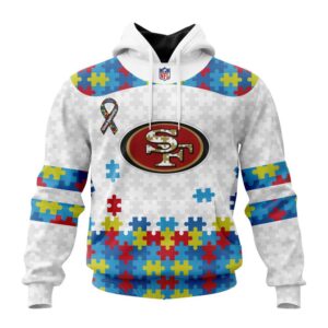 Custom Name And Number San Francisco 49ers NFL Autism Awareness 3D Hoodie Shirt 1