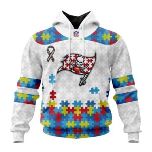 Custom Name And Number Tampa Bay Buccaneers NFL Autism Awareness 3D Hoodie Shirt 1