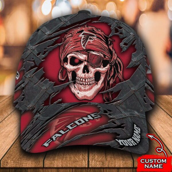 Custom Name Atlanta Falcons NFL Skull Classic Baseball Cap