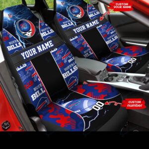 Custom Name Buffalo Bills Pattern Car Seat Covers