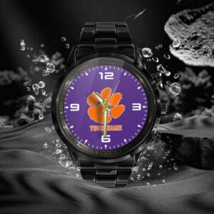 Custom Name Clemson Tigers NCAA Black Hand Watch Gifts For Fans 2