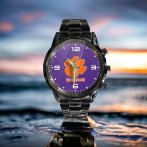 Custom Name Clemson Tigers NCAA Black Hand Watch Gifts For Fans 3