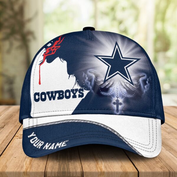 Custom Name Dallas Cowboys NFL Jesus Hand Cap Gifts For Fans