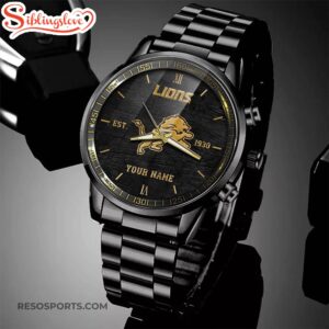 Custom Name Detroit Lions NFL Black Stainless Steel Watch For Fans 3