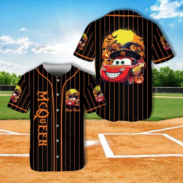 Custom Name Disney Car Halloween Baseball Jersey Shirt