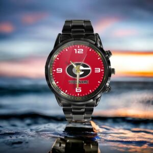 Custom Name Georgia Bulldogs NCAA Black Hand Watch Gifts For Fans 3