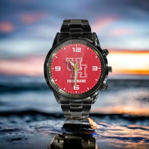 Custom Name Houston Cougars NCAA Black Hand Watch Gifts For Fans 3