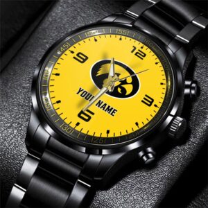 Custom Name Iowa Hawkeyes NCAA Black Hand Watch Gifts For Fans 1