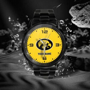 Custom Name Iowa Hawkeyes NCAA Black Hand Watch Gifts For Fans 2