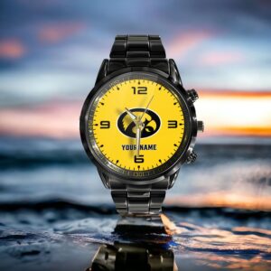 Custom Name Iowa Hawkeyes NCAA Black Hand Watch Gifts For Fans 3