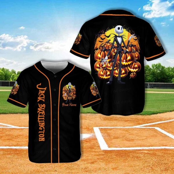 Custom Name Jack Skellington And Sally Halloween Baseball Jersey