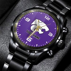 Custom Name Kansas State Wildcats NCAA Black Hand Watch Gifts For Fans 1