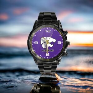 Custom Name Kansas State Wildcats NCAA Black Hand Watch Gifts For Fans 3