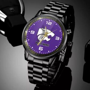 Custom Name Kansas State Wildcats NCAA Black Hand Watch Gifts For Fans 4