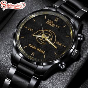 Custom Name Los Angeles Rams NFL Black Stainless Steel Watch For Fans 2