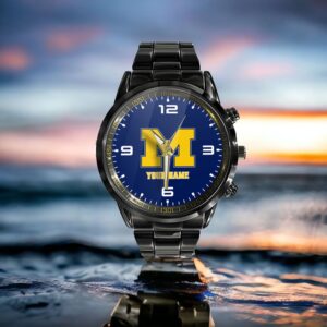 Custom Name Michigan Wolverines NCAA Black Hand Watch Gifts For Fans 3