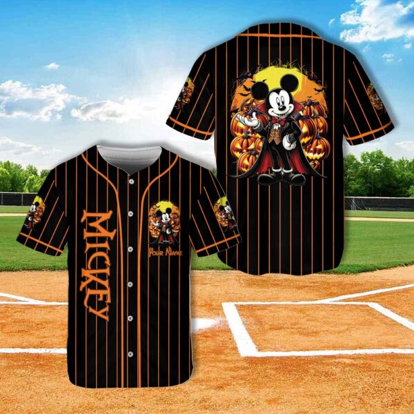 Custom Name Mickey And Friends Halloween Baseball Jersey