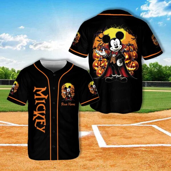 Custom Name Mickey And Friends Halloween Baseball Jersey Shirt