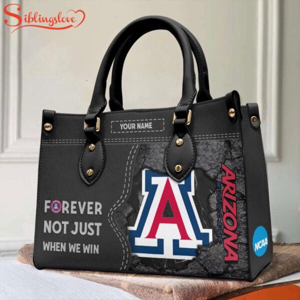 Custom Name NCAA Arizona Wildcats Forever Not Just When We Win Leather Hand Bag