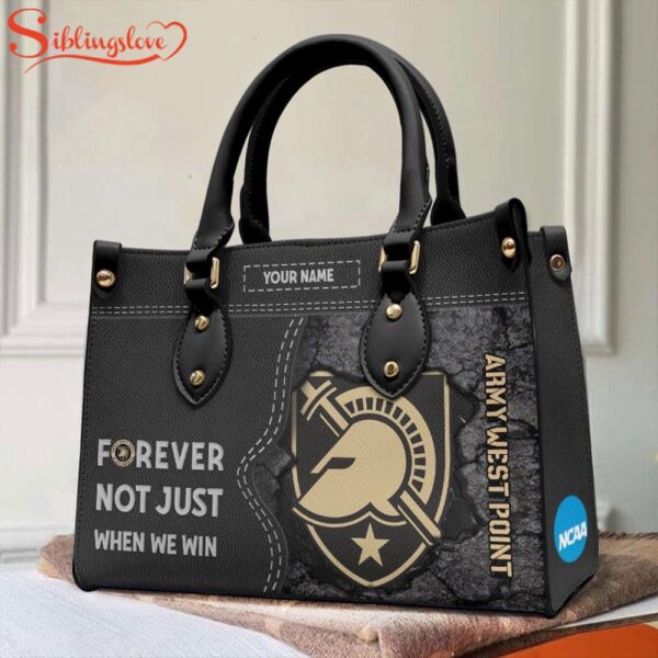 Custom Name NCAA Army Black Knights Forever Not Just When We Win Leather Hand Bag