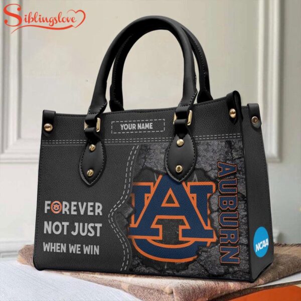 Custom Name NCAA Auburn Tigers Forever Not Just When We Win Leather Hand Bag