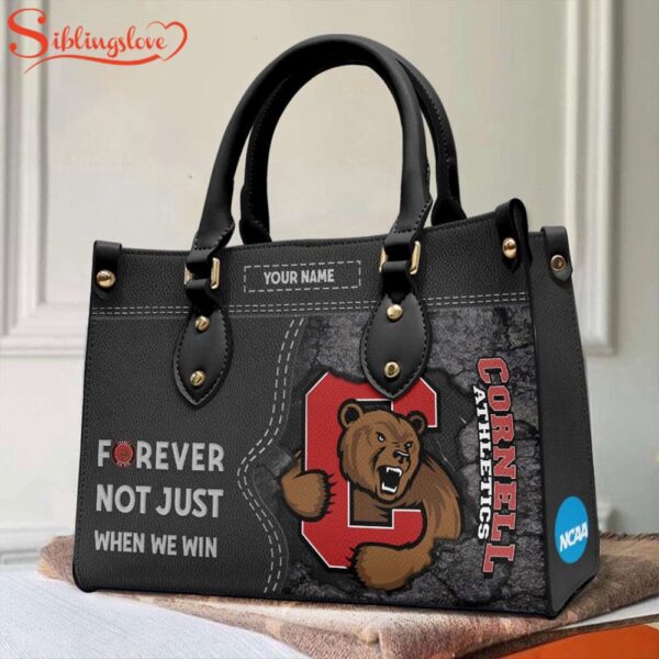 Custom Name NCAA Cornell Big Red Forever Not Just When We Win Leather Hand Bag