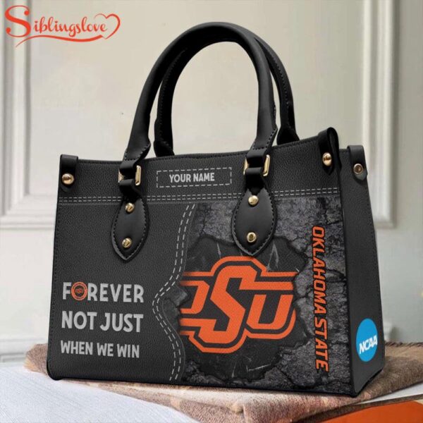 Custom Name NCAA Oklahoma State Cowboys Forever Not Just When We Win Leather Hand Bag