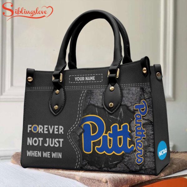 Custom Name NCAA Pittsburgh Panthers Forever Not Just When We Win Leather Hand Bag