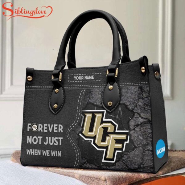 Custom Name NCAA UCF Knights Forever Not Just When We Win Leather Hand Bag