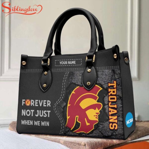 Custom Name NCAA USC Trojans Forever Not Just When We Win Leather Hand Bag