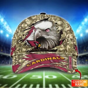 Custom Name NFL Arizona Cardinals Eagle Camo Baseball Cap 1