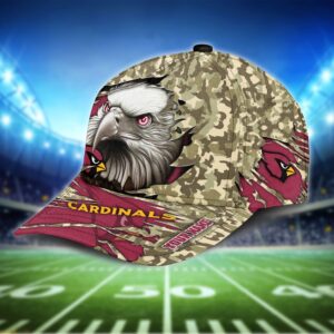 Custom Name NFL Arizona Cardinals Eagle Camo Baseball Cap 2